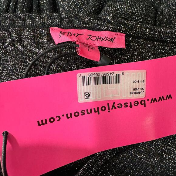 Betsey Johnson Silver Pleated Metallic Knit Midi Dress Size L NWT - Picture 9 of 13